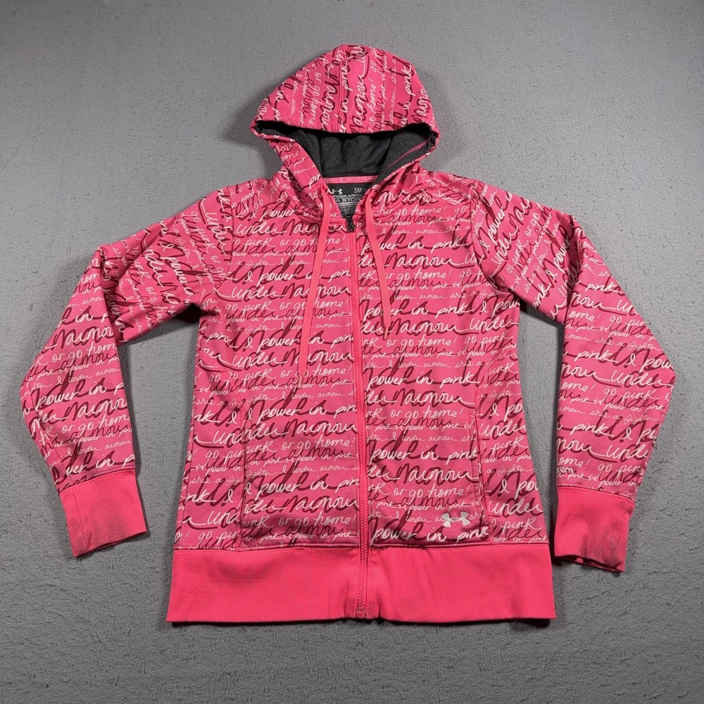 Under Armour Hoodie Womens Small Pink Storm Full Zip Power In Pink Breast Cancer